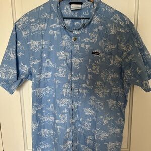 Columbia Blue and White Patterned Men's Shirt